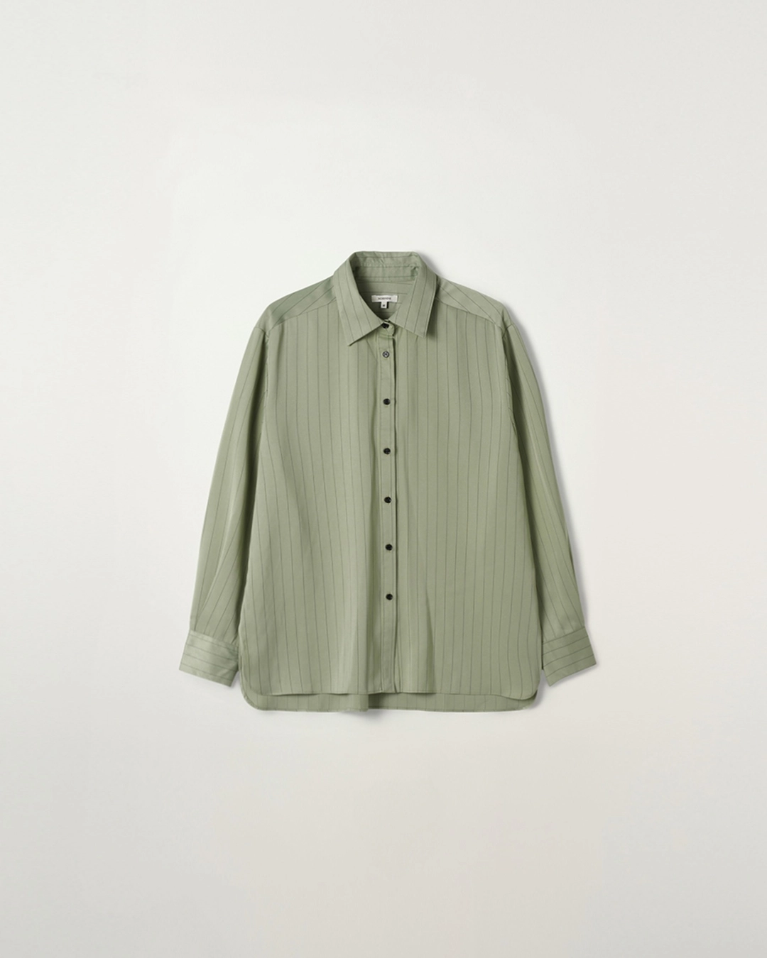 누아르나인 Silky Pinstripe Shirt [MIST KHAKI] 상품 이미지 1