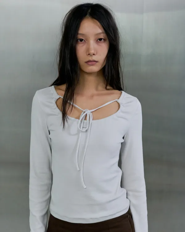DRAW STRING T-SHIRT - FOG WHITE