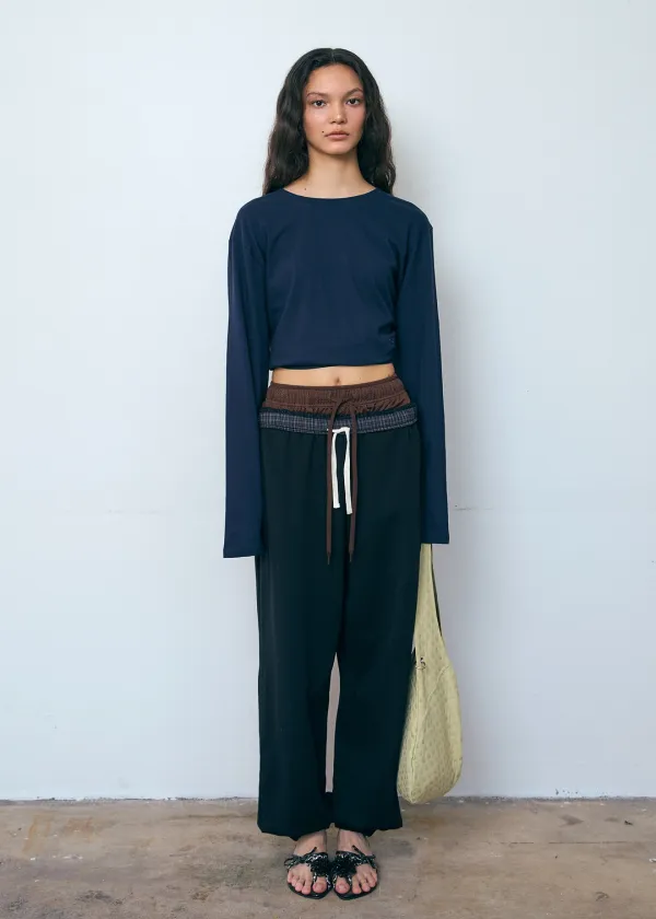 Turn-Up Waist Jogger Pants_Black