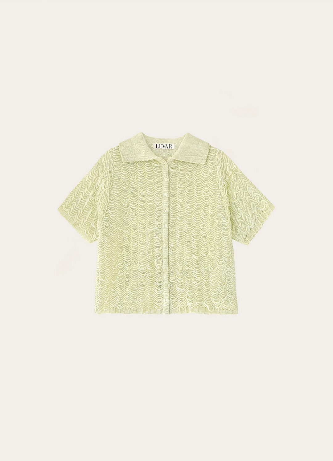 르바 Lace Jacquard Linen Knit Shirt - Avocado 상품 이미지 1