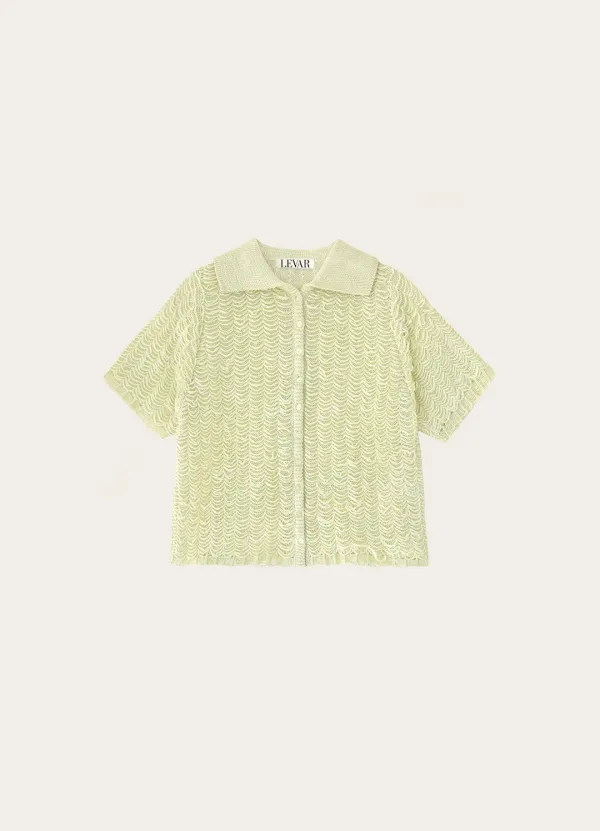 Lace Jacquard Linen Knit Shirt - Avocado