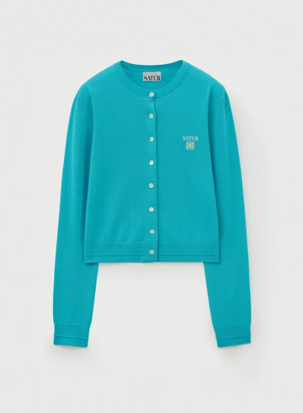 [RIIZE\'s Pick] (W) Loren Basic Crewneck Fine Cardigan - Blue