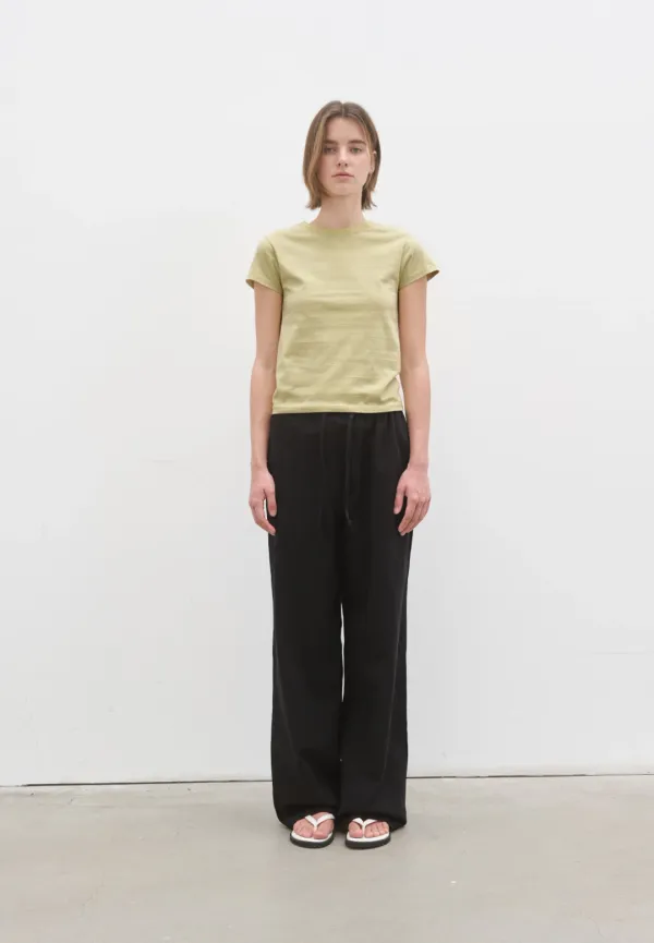 Linen blend string pants (black)