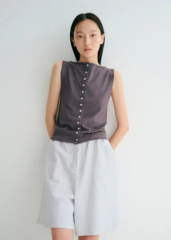 flat button knit vest (charcoal)