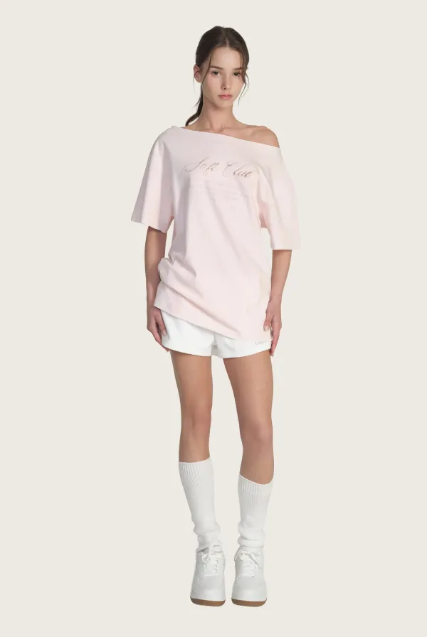 Soft Club one-shoulder short top, Pink