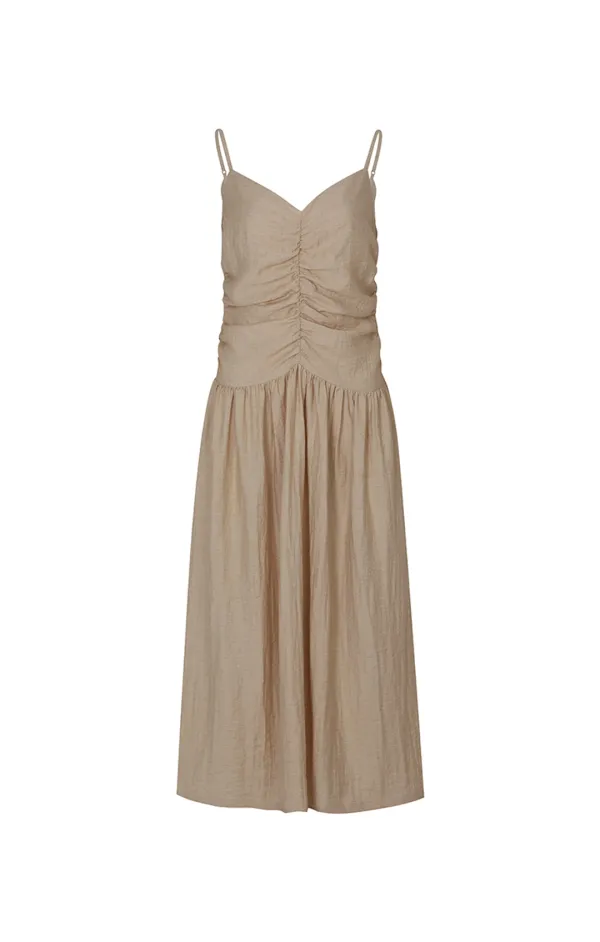 PIPER GATHERED DRESS (BEIGE)
