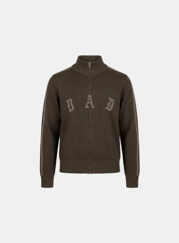 [w-jkt26-010] BAD Full-Zip Knit Track Top - Tobacco