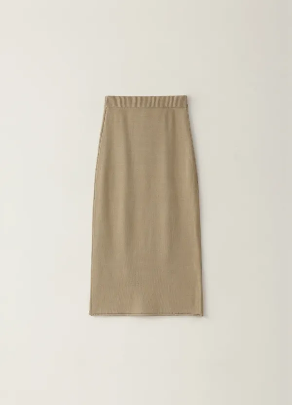 Cotton Knit Long Skirt - Beige