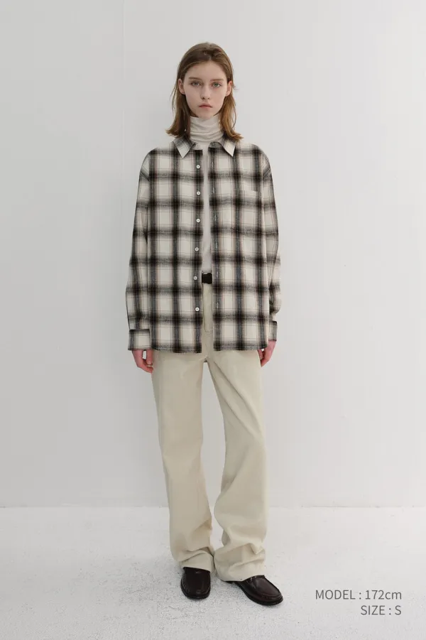UNISEX WINTER FLANNEL CHECKED SHIRT BEIGE_UDSH6D121I2