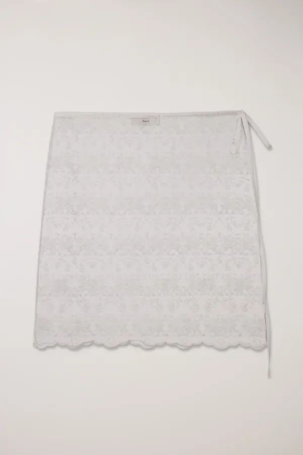 NEEDLEWORK LAYERING SKIRT WHITE_UDSK6A209WT