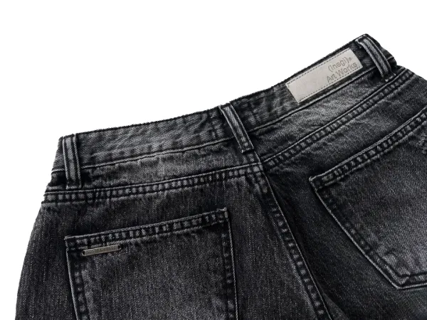 Aged Distressed Denim Pants (black)