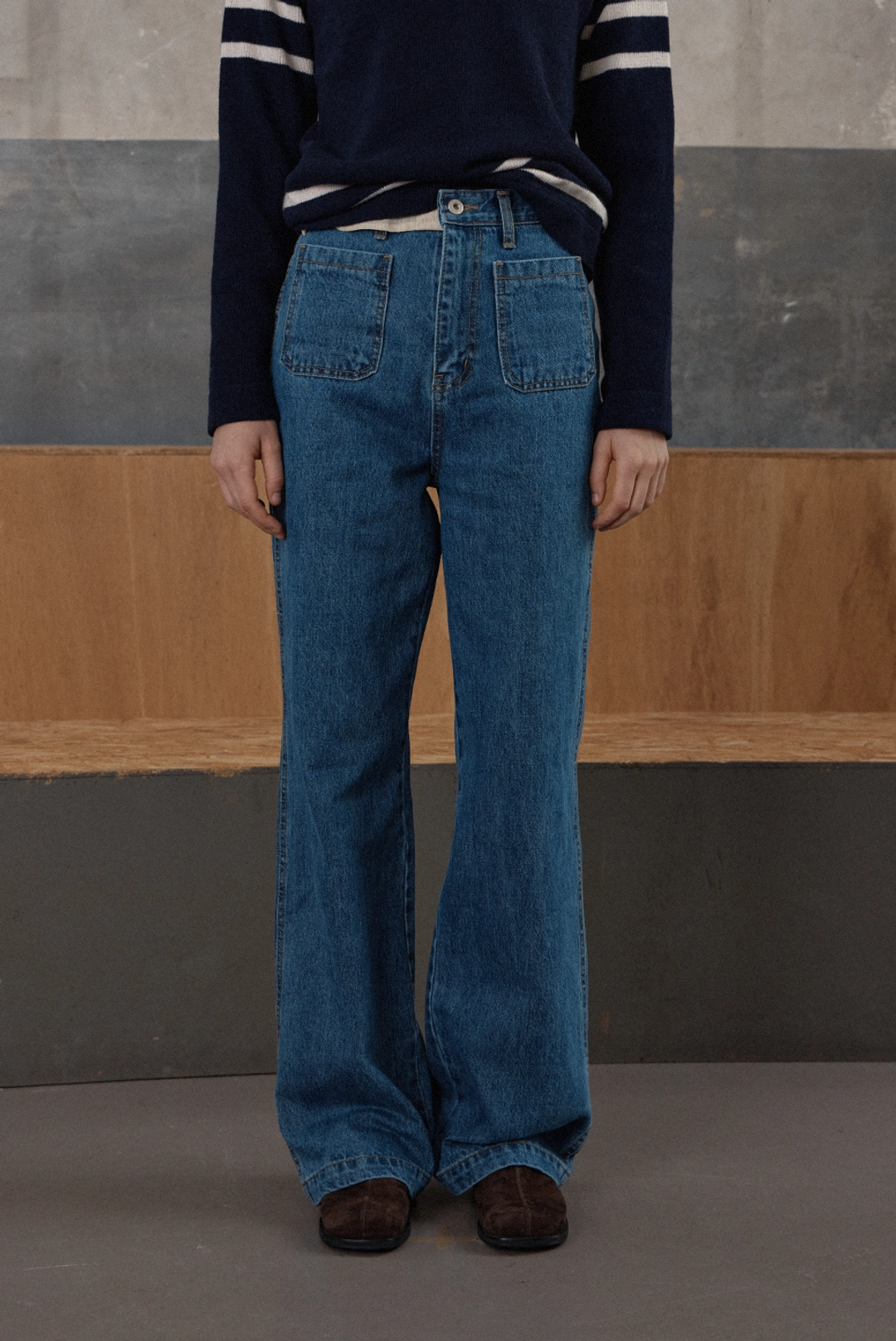 브렌다 브렌든 pocket bootscut denim - blue 상품 이미지 1