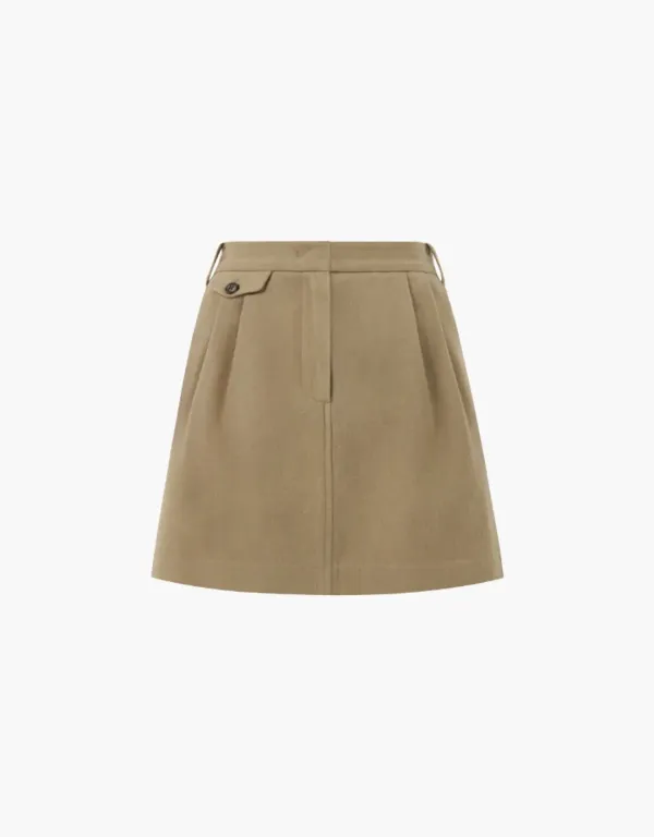 H-line wool skirt (solid) - beige