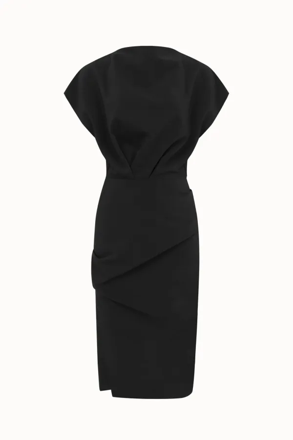 [2차 리오더]Cap Sleeve Boat-Neck Dress[LMBFSPDR806]-Black