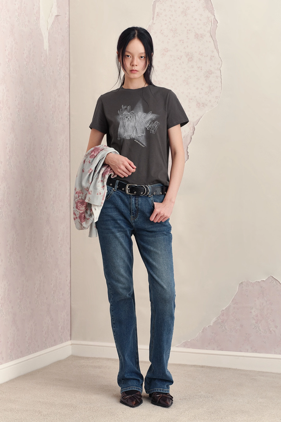 썬번프로젝트 YORKIE T-SHIRT, CHARCOAL 상품 이미지 1