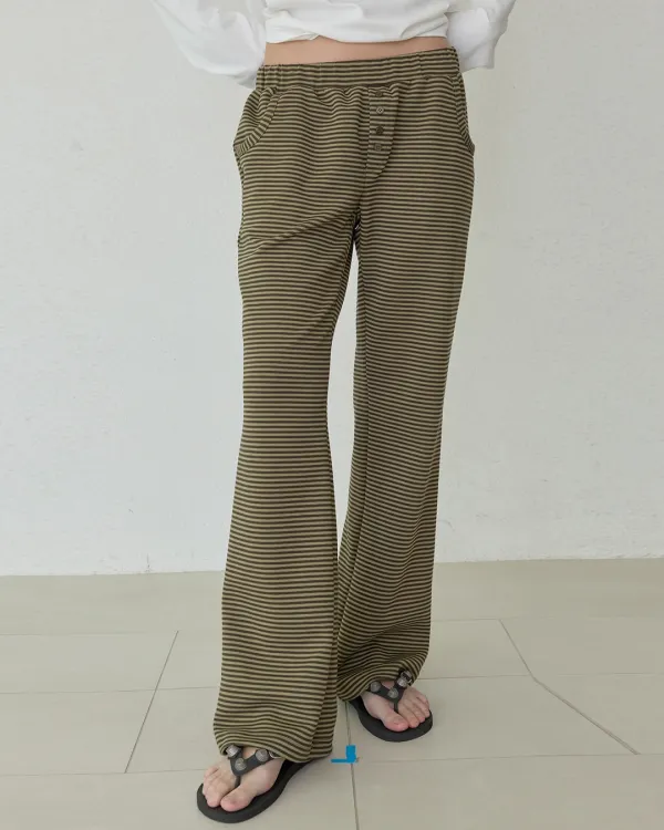 STRIPE JERSEY PANTS - KHAKI