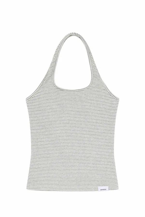 STRIPE HALTER SLEEVELESS (GRAY)