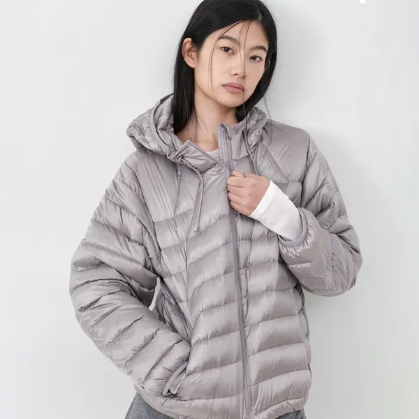 (JP-619)LIGHTWEIGHT GLOSSY HOODY DUCK DOWN