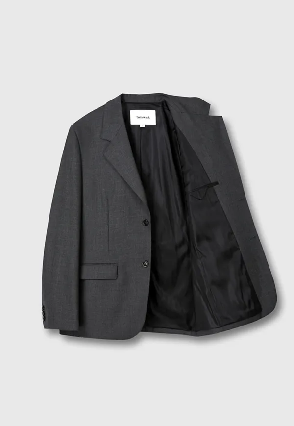 VIRGIN WOOL RELAXED TAILORED JACKET_ GREY