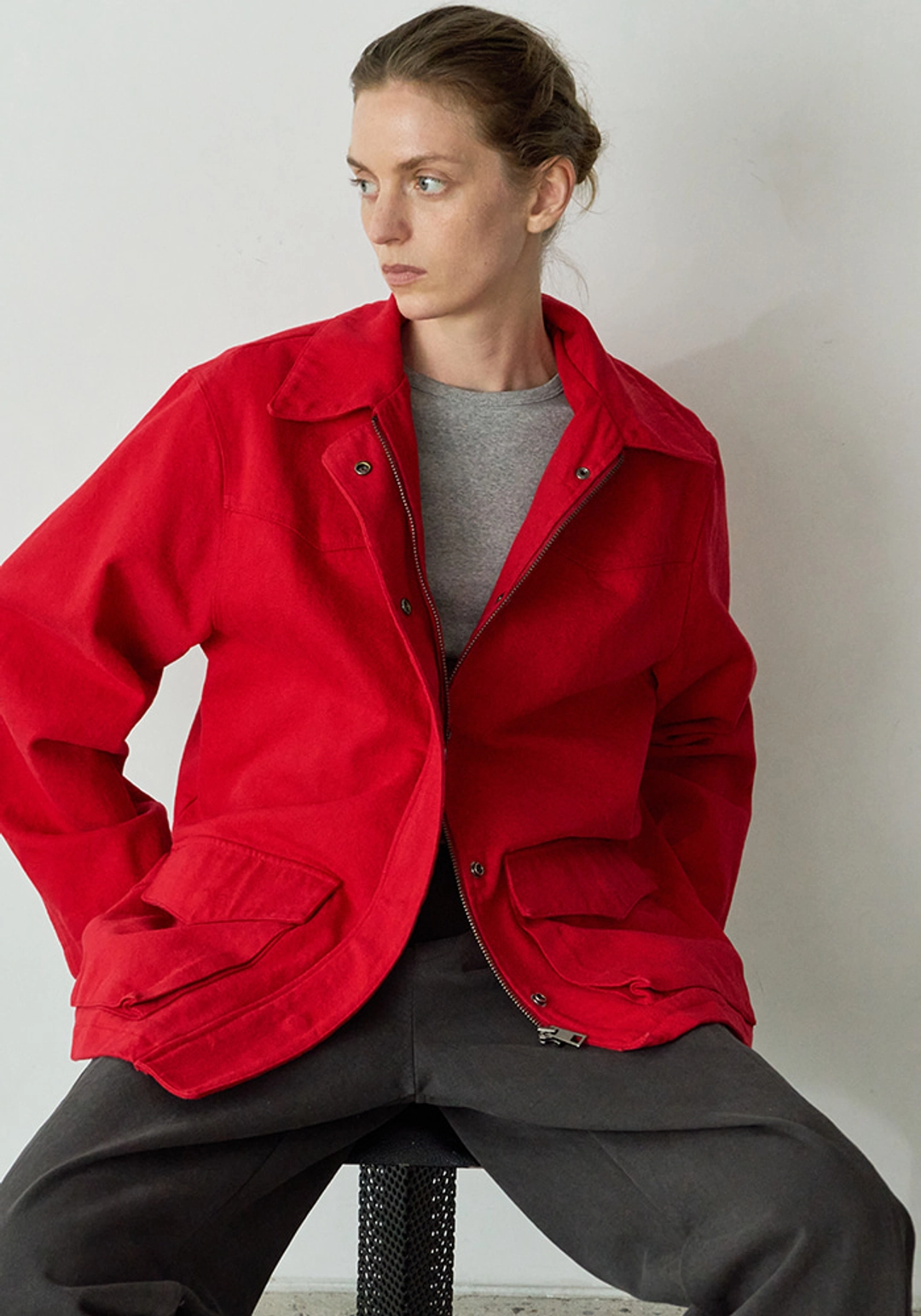 이브세이지 Cotton work Jacket (Red) 상품 이미지 2