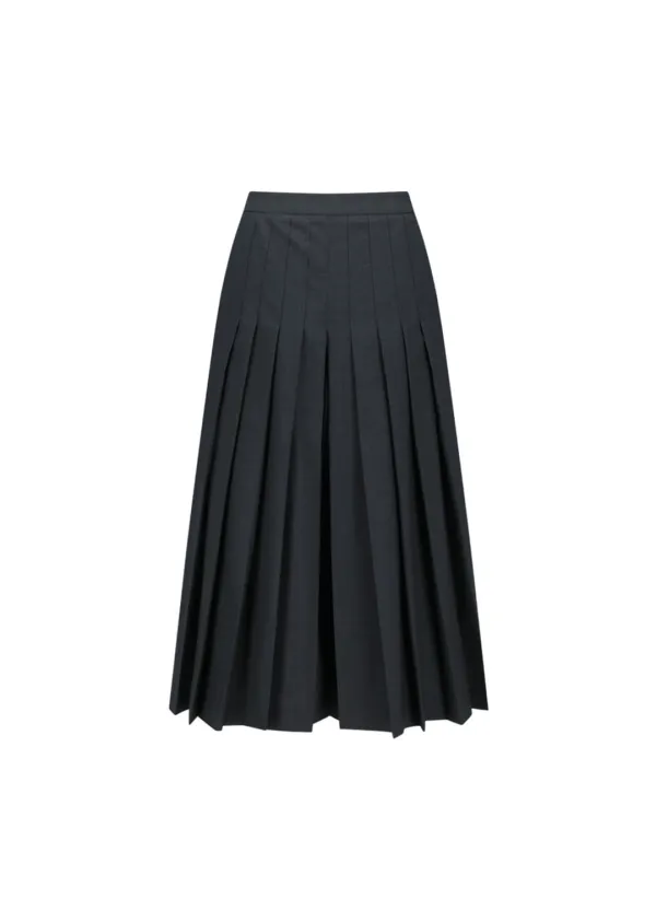 Pleated Wool Culotte, Charcoal