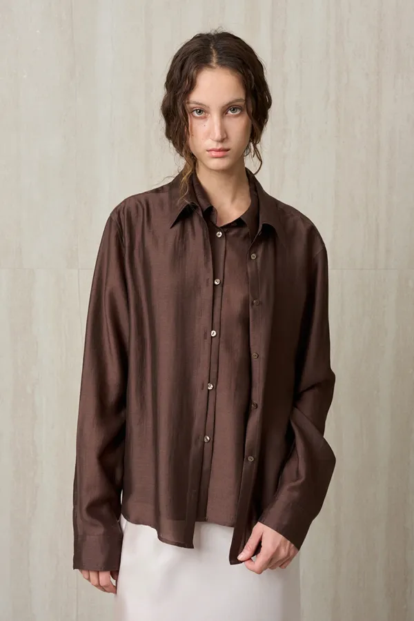 LAYERED PLACKET SHIRT TRUFFLE