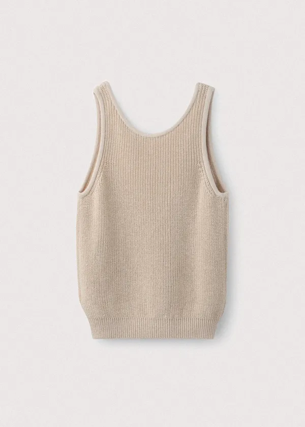 Korean paper yarn two way vest_Sesame