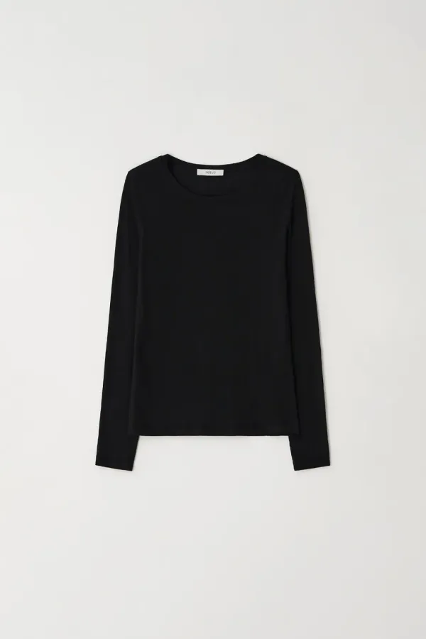 7th/Wool tencel round Tee (Black)