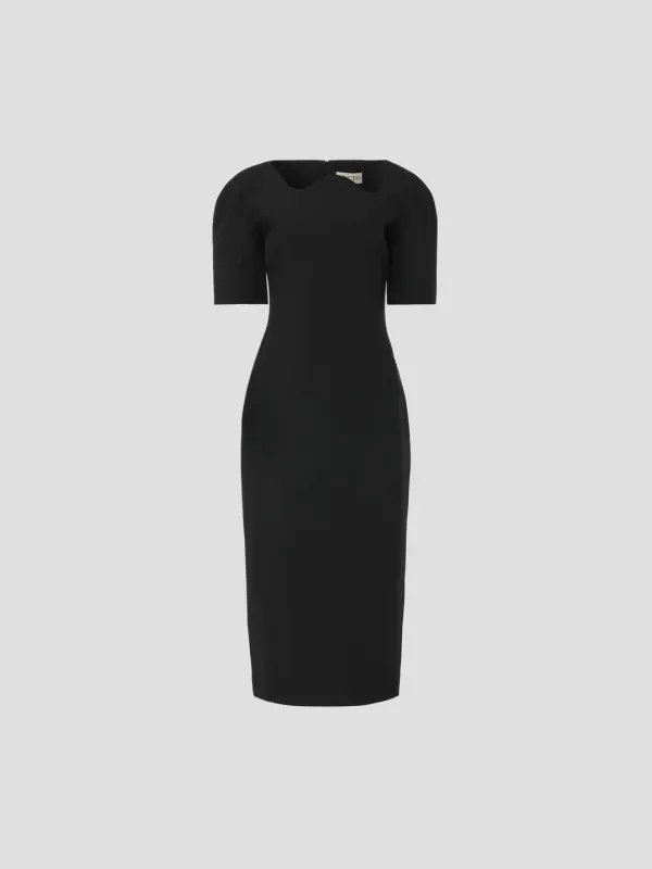 RC CURVED NECK STRUCTURED DRESS (BLACK)