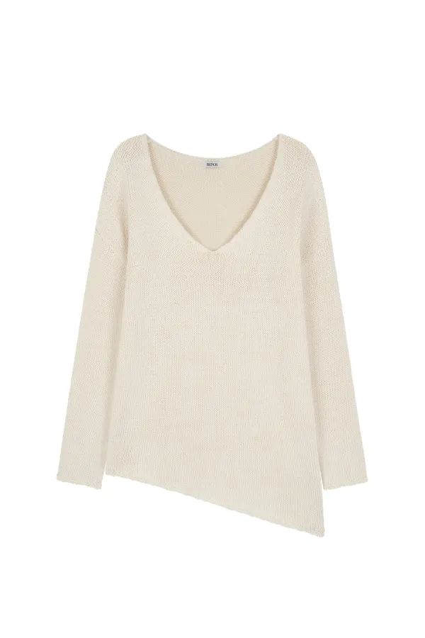 COTTON ASYMMETRIC KNIT (IVORY)