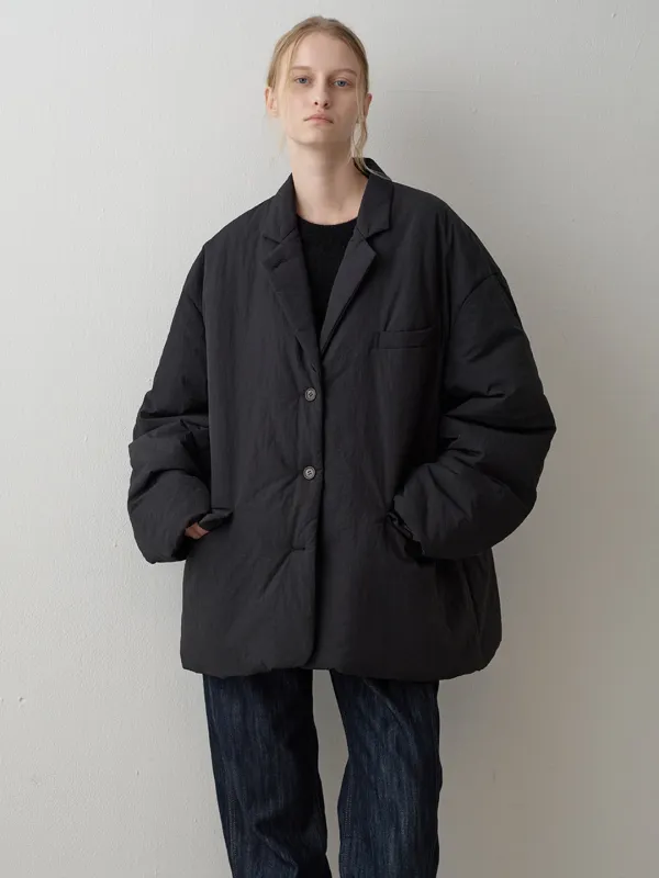 패디드 커브드 슬리브 블레이저_black