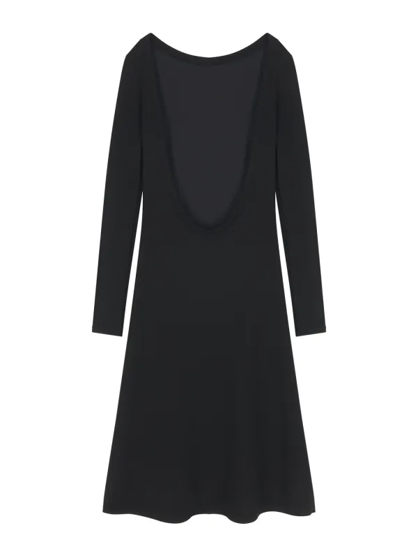 Back Open Dress - Black