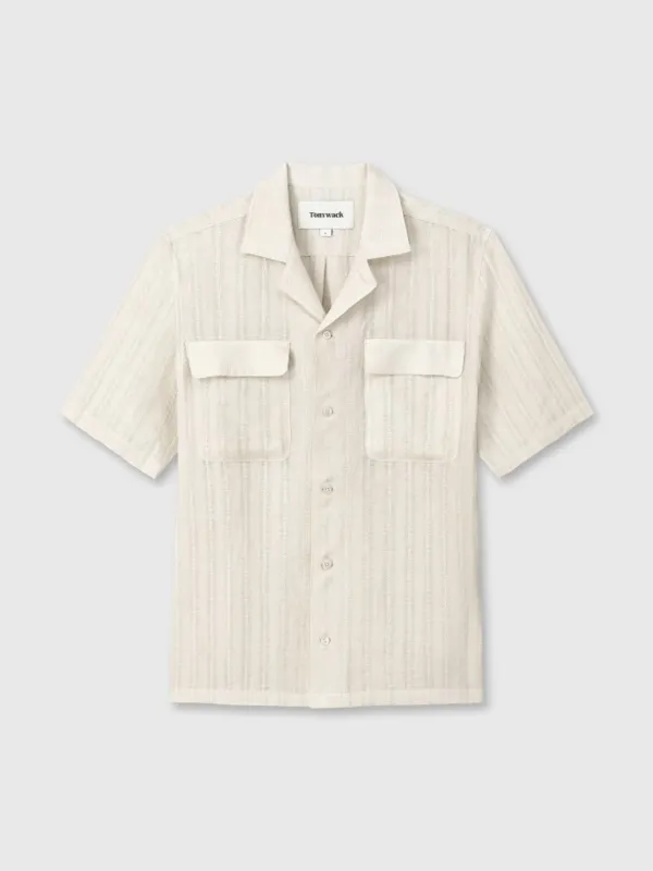 FRENCH LINEN CROCHED SHIRT_ LIGHT BEIGE