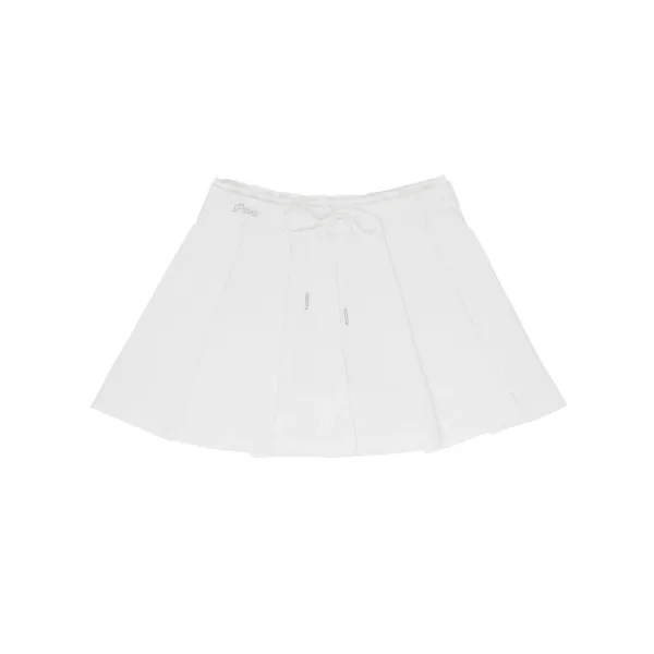 Drawstring Pleated Mini Skirt (cloud white)
