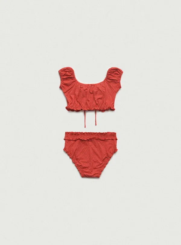 Dot Ruffle Bikini_Red