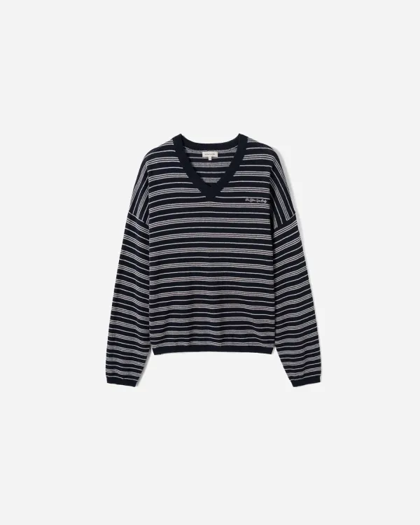 If Stripe V-neck Knit