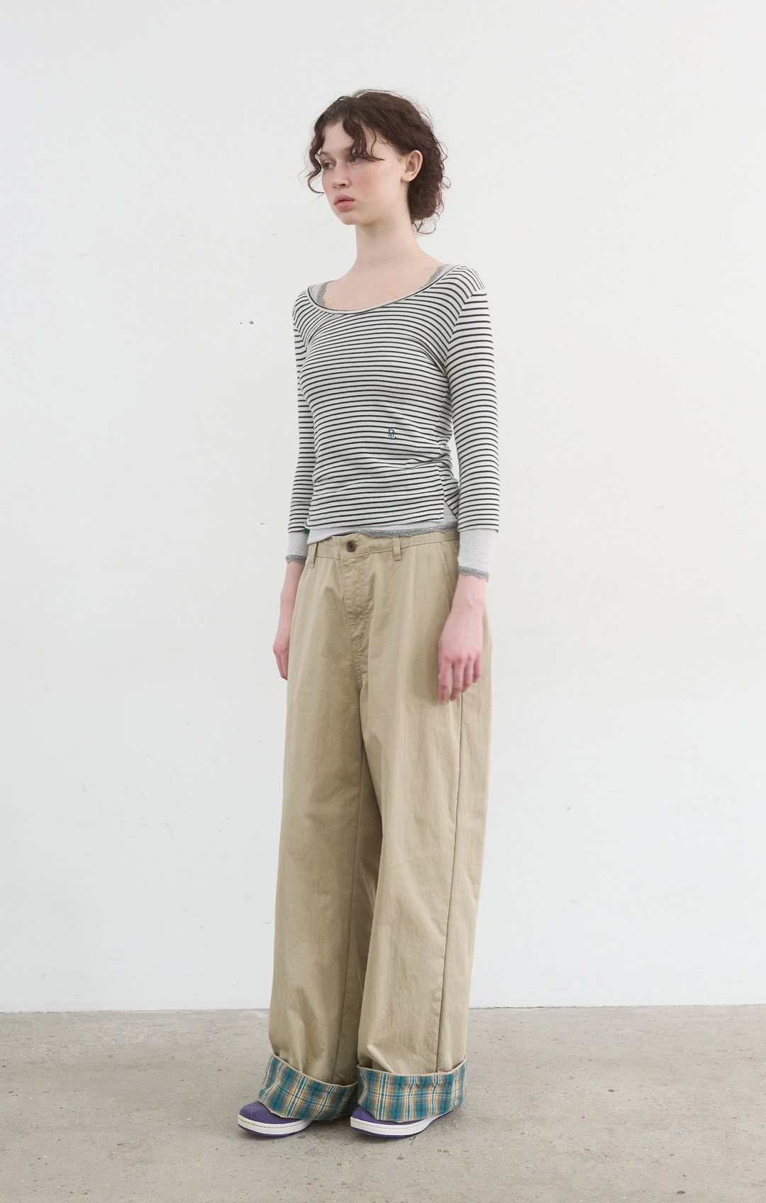 노컨텐츠 413. Check Point Pants_Beige 상품 이미지 2