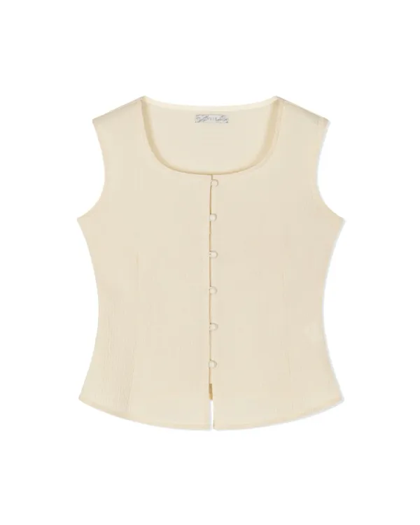 SQUARE BUTTON BLOUSE (3color,2size)