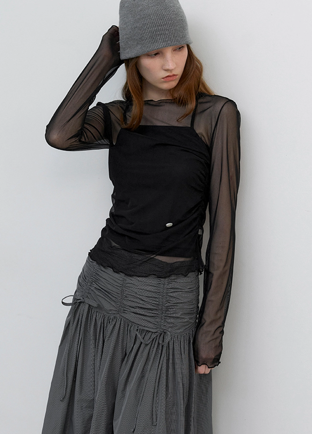 아뜰리에 나인 (T-7169)SOFT SHEER MESH TOP 상품 이미지 1