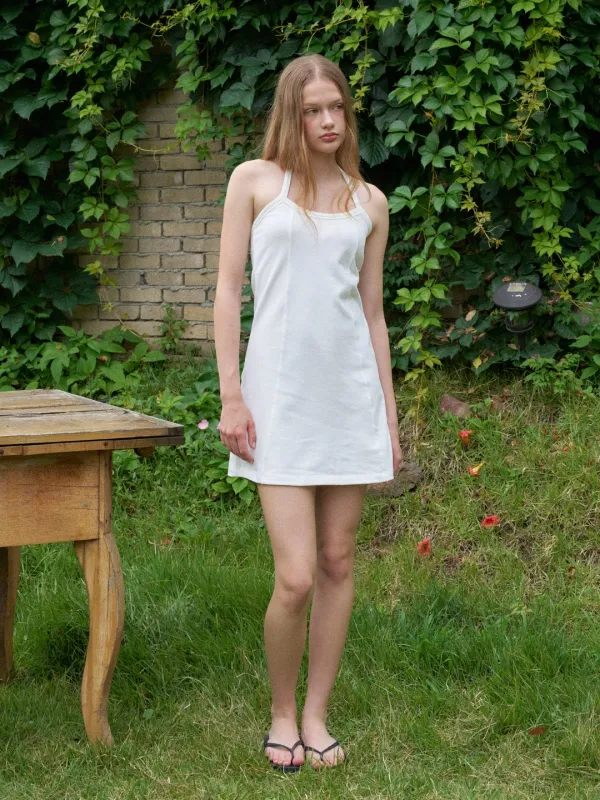 fuzzy halter onepiece (white)