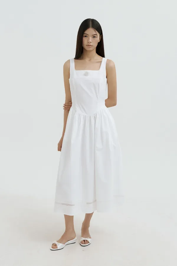 [5/29 예약 배송] Lace Square Neck Princess Dress + Corsage Set (ivory)