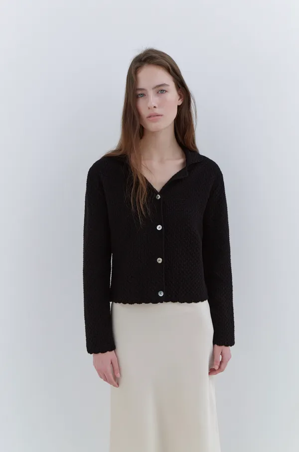 Daisy Cotton Cardigan in Black