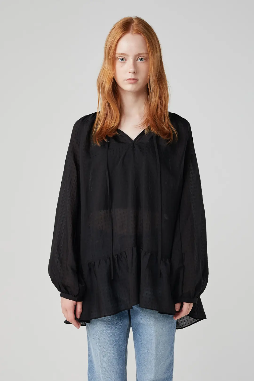 오브오브 Isac Ruffle Top_Black 상품 이미지 1