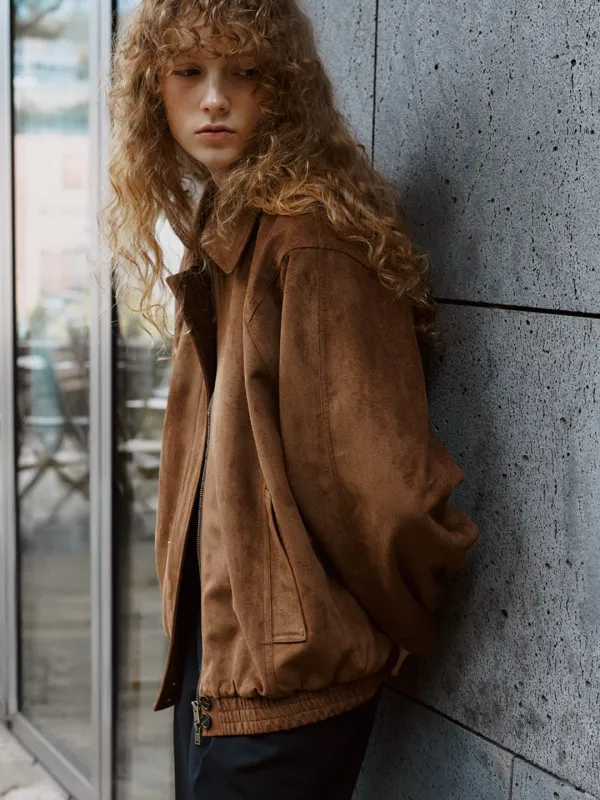 Oversized suede jumper [KNFW07JP02]_Brown