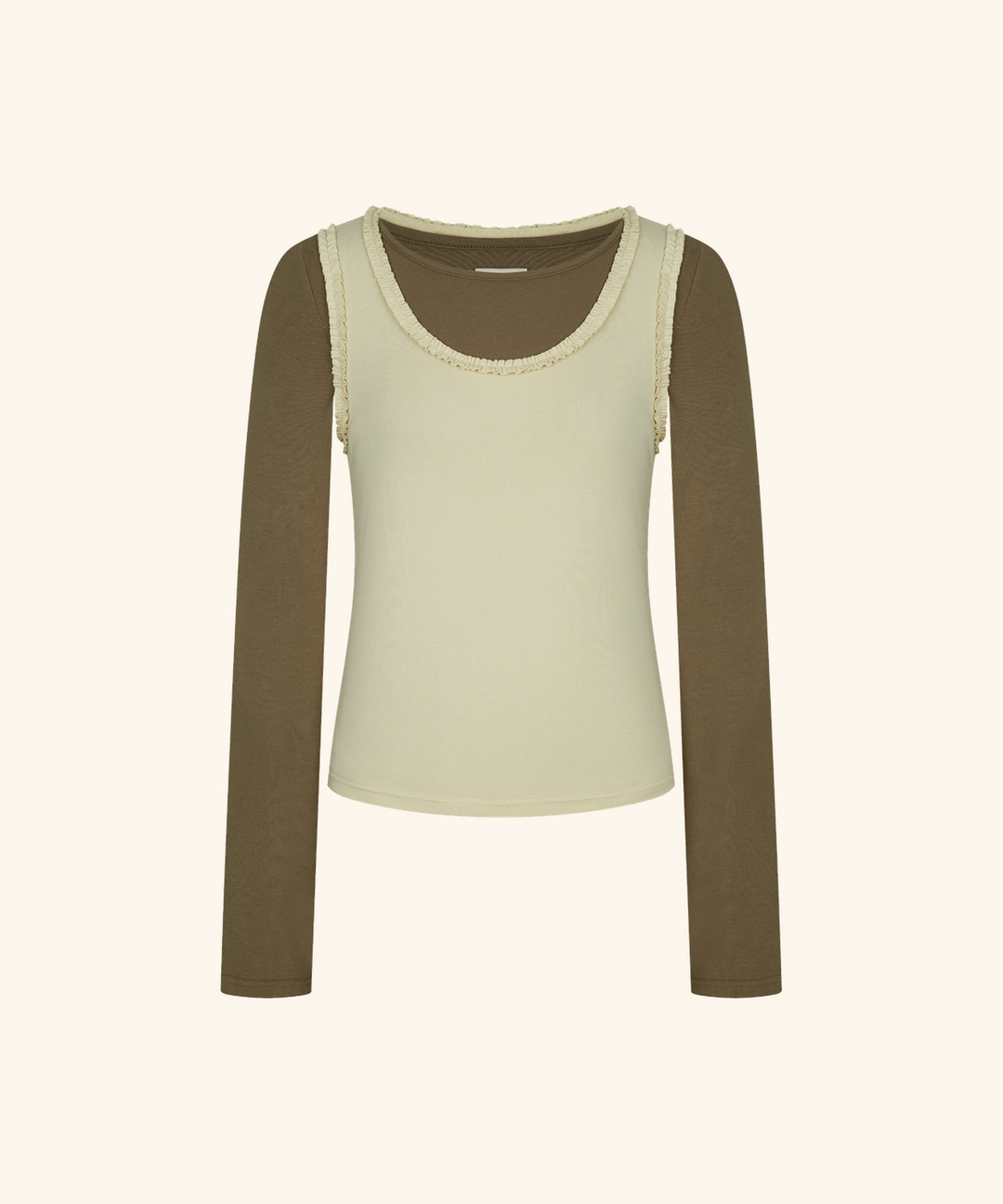 레터프롬문 Mellow Frill Layered T-Shirt (Brown) 상품 이미지 1