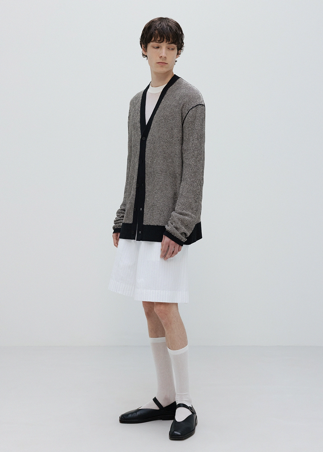 우마뭉 Japanese paper yarn Y neck cardigan_Marble 상품 이미지 2