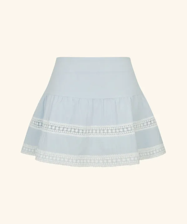 River Lace Flare Skirt (Sky Blue)
