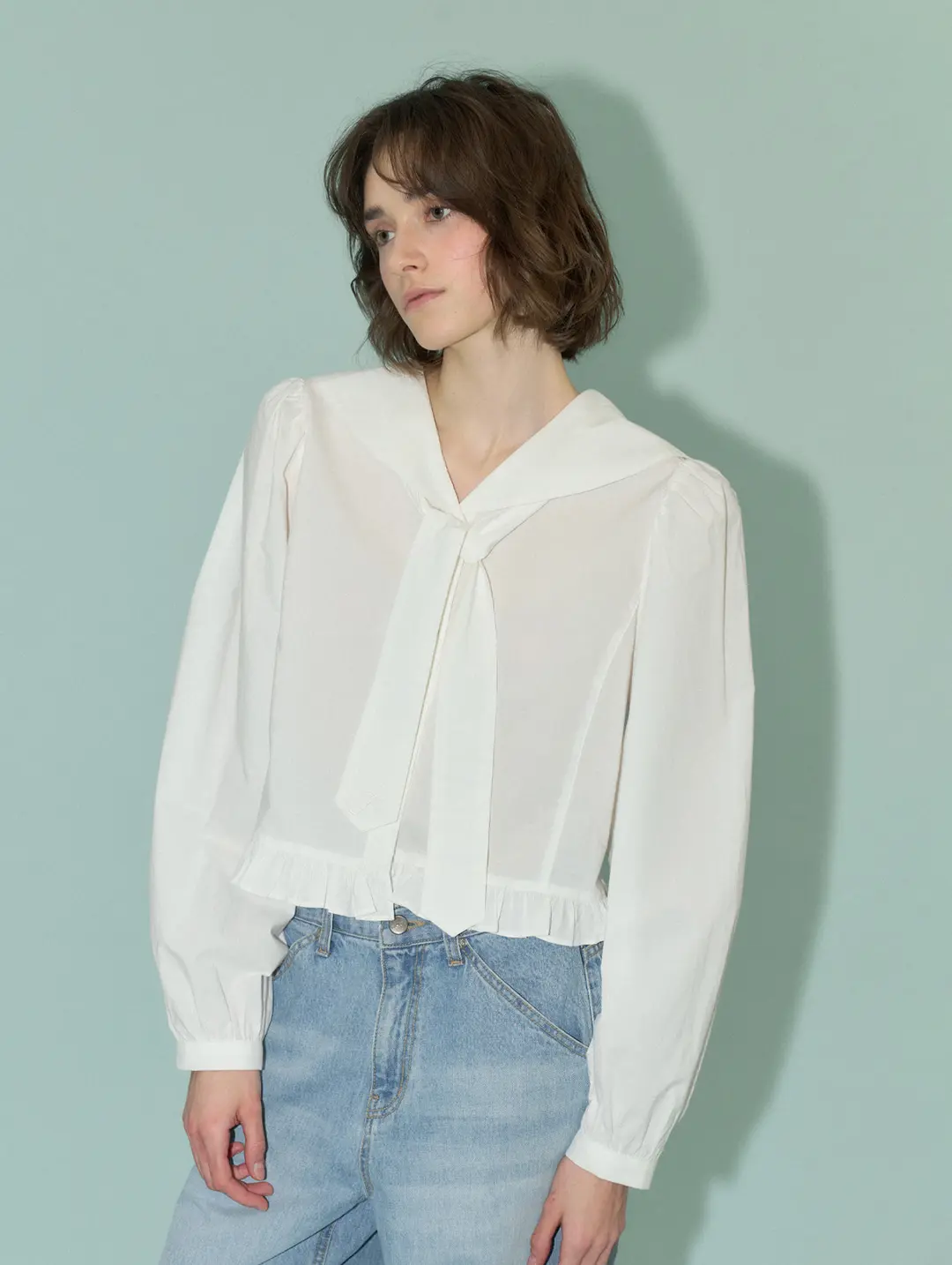 포에토 POND TIE BLOUSE - IVORY [3rd] 상품 이미지 2