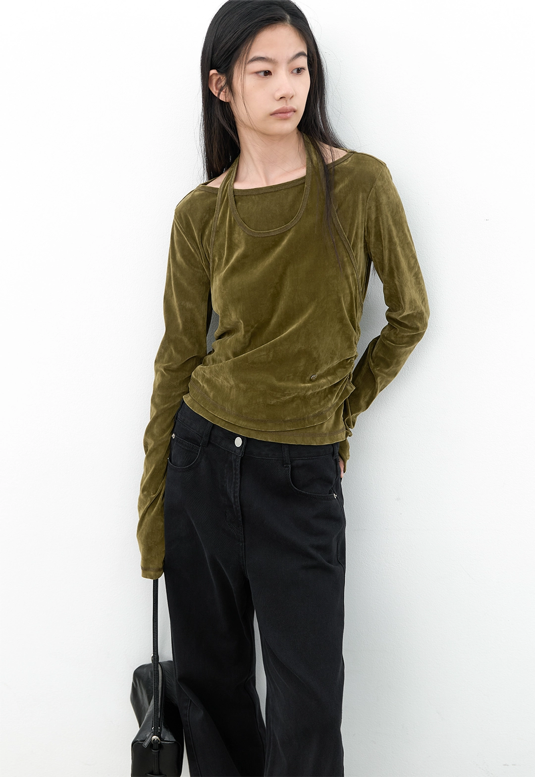 아뜰리에 나인 (T-7329)VELVET SHIRRED HALTER & BOATNECK TOP S 상품 이미지 3