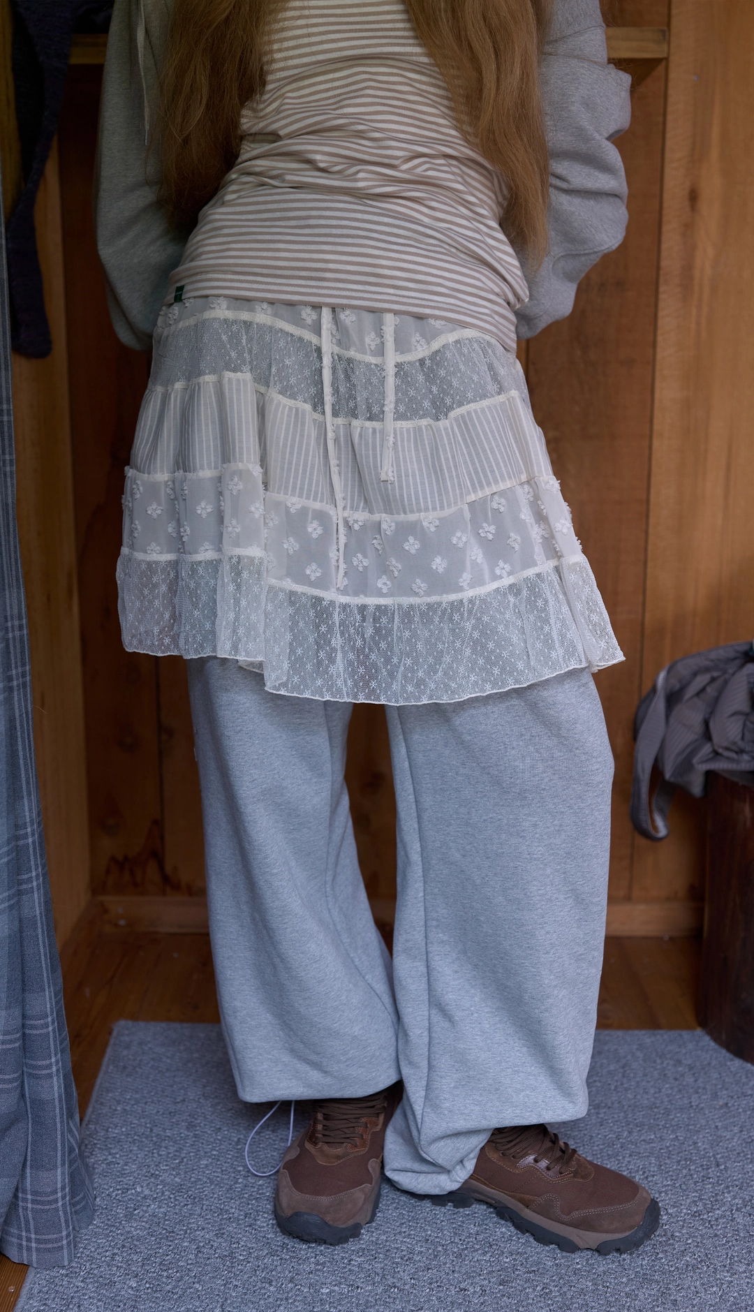 노컨텐츠 244. Mixed Pattern Mini Skirt _ Ivory 상품 이미지 2